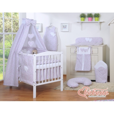 Beddengoedset voor Babybed 7 st met Hemeltje - Harten Roze Bloemenweide Bloemen