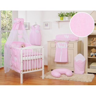 Beddengoedset voor Babybed 7 st met Hemeltje - Harten Roze Snijder