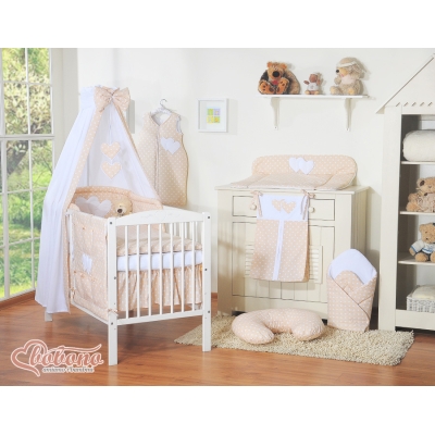 Beddengoedset voor Kinderbed 11 st met Hemeltje - Harten Beige Polkaprikker