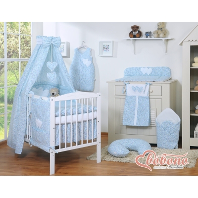 Beddengoedset voor Kinderbed 11 st met Hemeltje - Harten Blauw Bloemenweide Bloemen