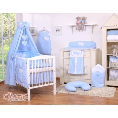 Beddengoedset voor Kinderbed 11 st met Hemeltje - Harten Blauw Polkaprikker
