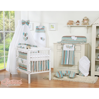 Beddengoedset voor Kinderbed 11 st met Hemeltje - Harten Bruin