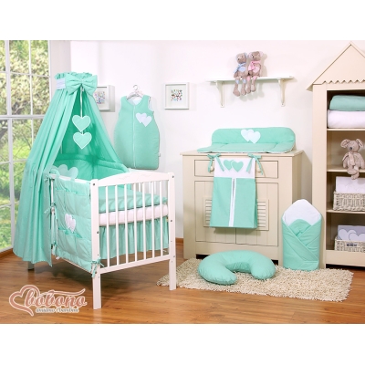 Beddengoedset voor Kinderbed 11 st met Hemeltje - Harten Mint
