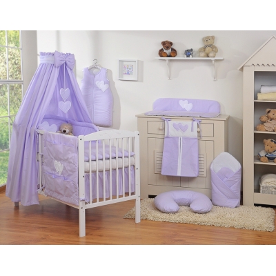 Beddengoedset voor Kinderbed 11 st met Hemeltje - Harten Purper