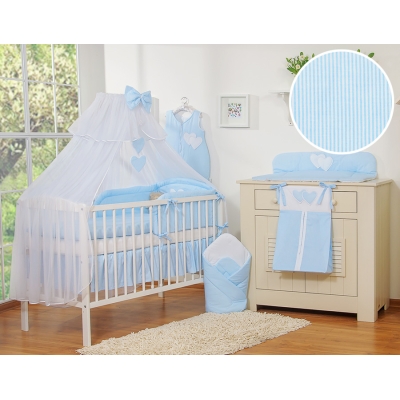 Beddengoedset voor Kinderbed 7 st met Klamboe - Harten Blauw Snijder