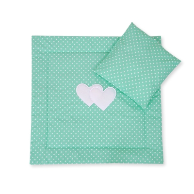 Beddengoedset voor Kinderwagen 2 st - Harten Mint Polkaprikker