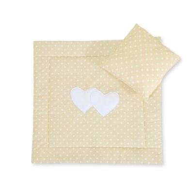 Beddengoedset voor Kinderwagen 2 stuks - Harten Beige Polkaprikker