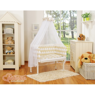 Bedkant Wieg met Matras en beddengoed -  Beige