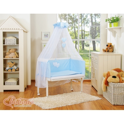 Bedkant Wieg met Matras en beddengoed -  Blauw