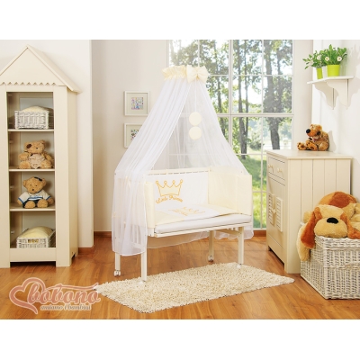Bedkant Wieg met Matras en beddengoed -  Ivoor Little Prince Princess
