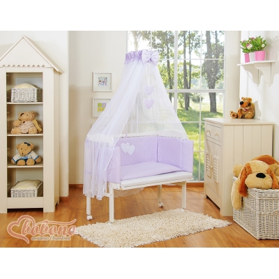 Bedkant Wieg met Matras en beddengoed -  Purper