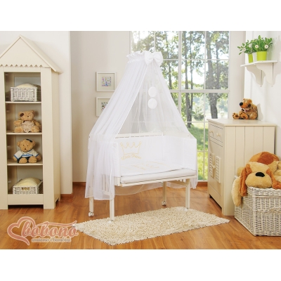 Bedkant Wieg met Matras en beddengoed -  Wit Little Prince Princess