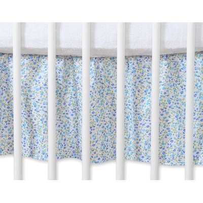 Bedrok Maskerende Ruche voor Babybed 140x70 cm - Harten Blauw Bloemenweide Bloemen