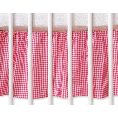 Bedrok voor Baby Ledikant 120x60 cm - Harten Roze Geruit