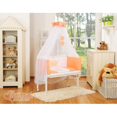 Bijzetbed baby met Matras en beddengoed -  Perzik Little Prince Princess