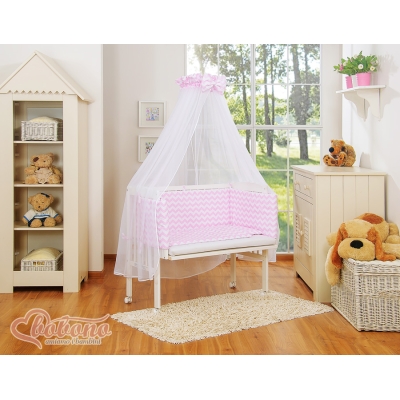 Bijzetbed baby met Matras en beddengoed -  Roze Zigzag