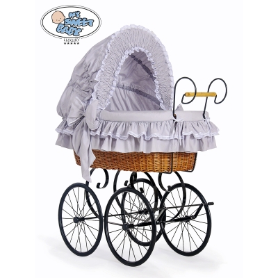 Brocante Babywieg Rotan Grijs Victoria