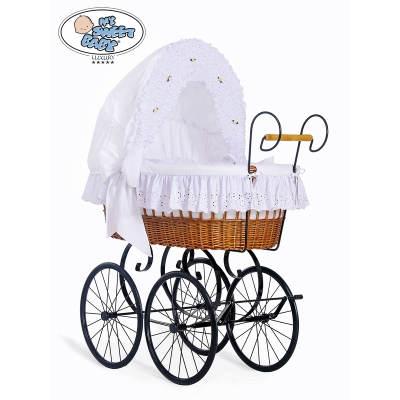 Brocante Babywieg Rotan Kribbe Wit Sisi
