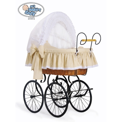 Brocante Retro Rieten Wieg Wit Beige Christine
