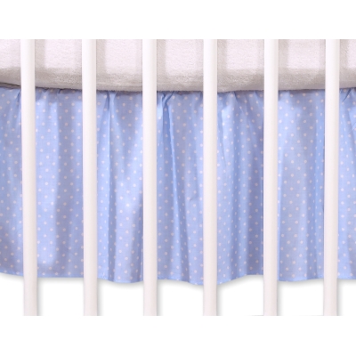 Decoratieve Bedrok Stofhoes Ruche voor Kinderbed 140x70 cm - Harten Blauw Polkaprikker