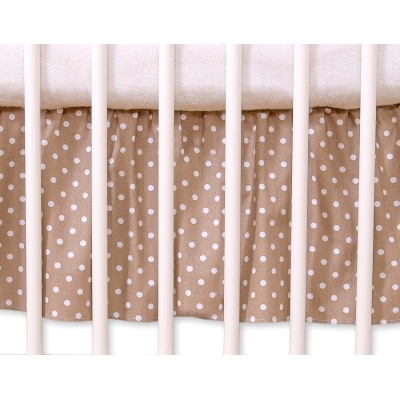 Decoratieve Bedrok Stofhoes Ruche voor Kinderbed 140x70 cm - Harten Bruin Polkaprikker