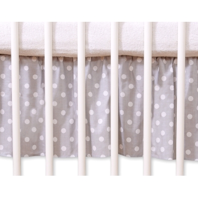 Decoratieve Bedrok Stofhoes Ruche voor Kinderbed 140x70 cm - Harten Grijs Polkaprikker