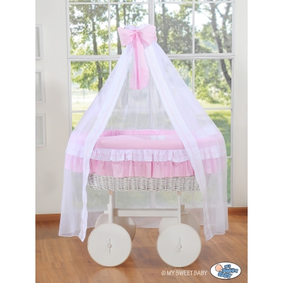 Deluxe Babybed met Rieten Babymand Roze Bellamie