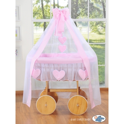 Deluxe Babywieg met Sluier Roze Amelie Voor Meisjes