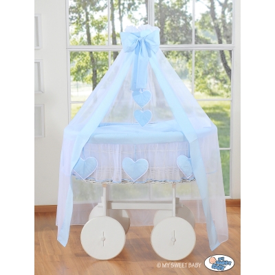 Deluxe Kribbe met Rieten Babymand Blauw Amelie