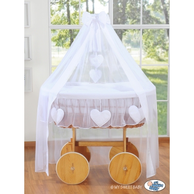Deluxe Kribbe met Rieten Babymand Wit Amelie