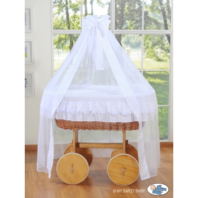 Deluxe Kribbe met Rieten Babymand Wit Engel