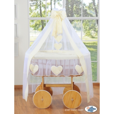 Deluxe Wieg met Rieten Babymand Ivoor Amelie