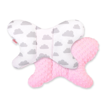 Dubbelzijdig Antischokkussen "Butterfly" Roze Grijs Wolken