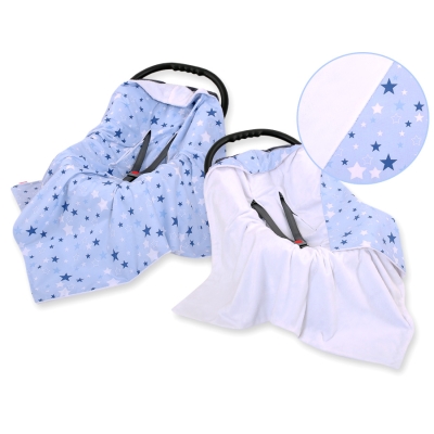 Dubbelzijdig Deken voor Baby-Autozitje Blauw Sterren
