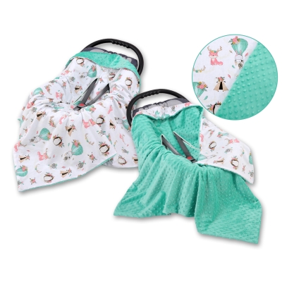 Dubbelzijdig  Dekentje voor Baby Autostoel Mint Beige Vos