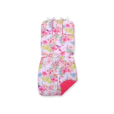 Dubbelzijdig Inlegkussen voor Kinderwagen Roze Bloemen