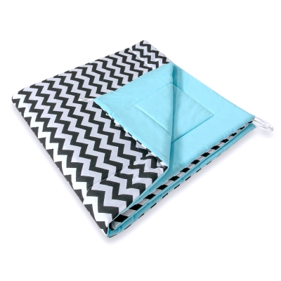 Dubbelzijdige Speelkleed voor Tipi Tent Wigwam  Zwart Blauw Zigzag