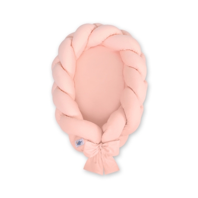 Gevlochten Bedomrander Babynestje 2 in 1 Poederroze