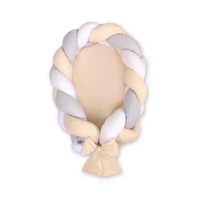 Gevlochten Bedrand Babynestje 2 in 1 Grijs Beige