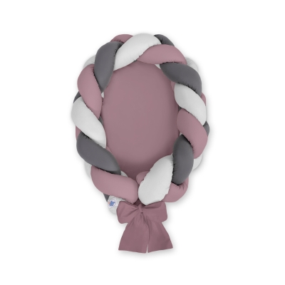 Gevlochten Bedrand Babynestje 2 in 1 Grijs Pastelviolet Antraciet