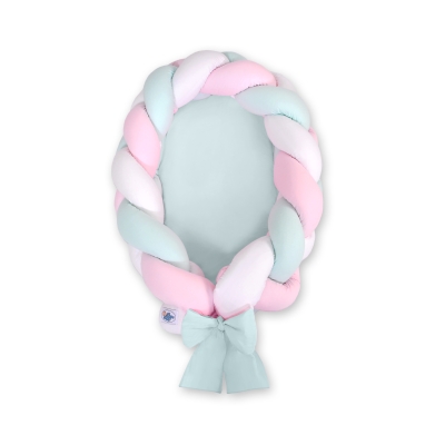 Gevlochten Bedrand Babynestje 2 in 1 Mint Roze Wit