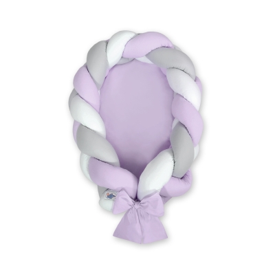 Gevlochten Bedrand Babynestje 2 in 1 Wit Grijs Purper