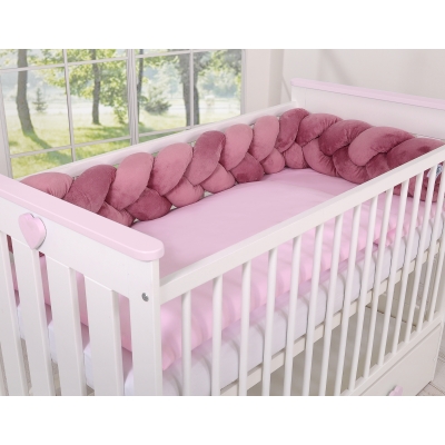 Gevlochten Box-Bedbumper Ledikant 180 cm Stofroze