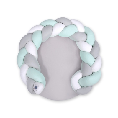 Gevlochten Donut & Bedrand met Speelmat 2 in 1 Mint Wit Grijs