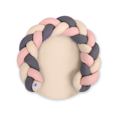 Gevlochten Donut Kussen voor Baby / Speelmat 2 in 1 Beige Antraciet Stofroze