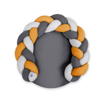 Gevlochten Donut Kussen voor Baby / Speelmat 2 in 1 Grijs Antraciet Honing Mosterd