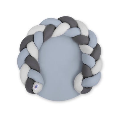 Gevlochten Donut Kussen voor Baby / Speelmat 2 in 1 Grijs Antraciet Pastelblauw