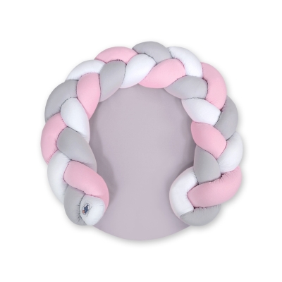 Gevlochten Donut Kussen voor Baby / Speelmat 2 in 1 Roze Wit Grijs