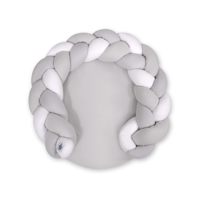 Gevlochten Donut Kussen voor Baby / Speelmat 2 in 1 Wit Grijs