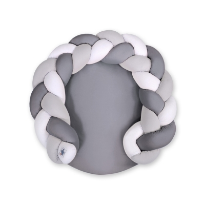 Gevlochten Donut Kussen voor Baby / Speelmat 2 in 1 Wit Grijs Antraciet